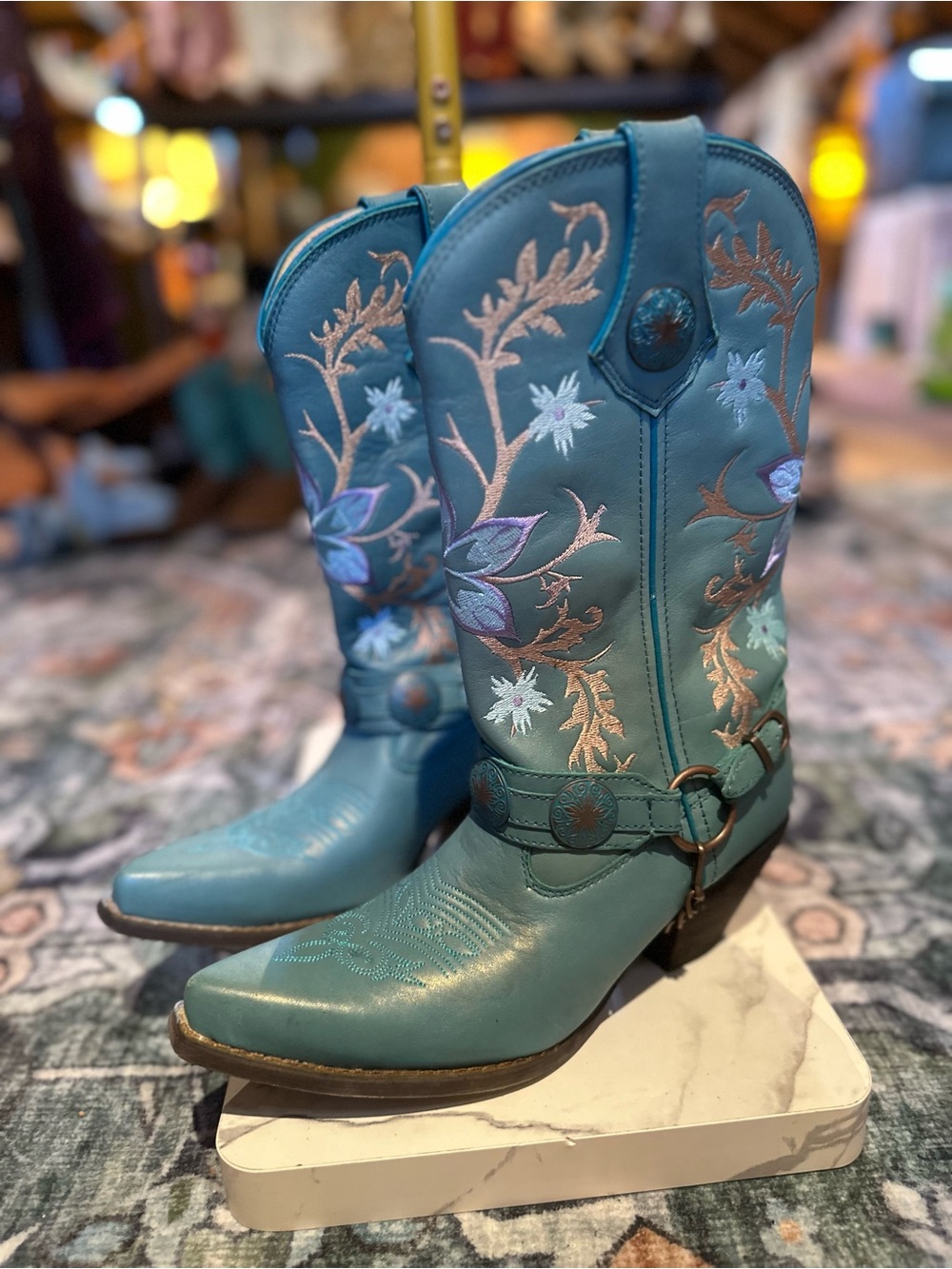 Durango Turquoise Embroidered Western Harness Boots